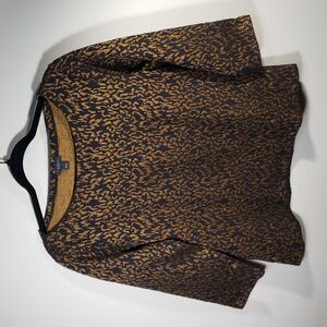 Ann Taylor Women's Large Top Black & Deep Gold 3/4 Sleeve